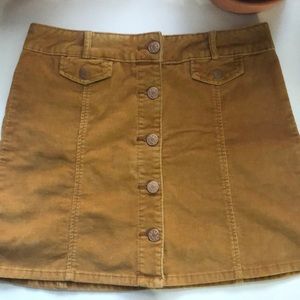 BDG mustard corduroy button up skirt